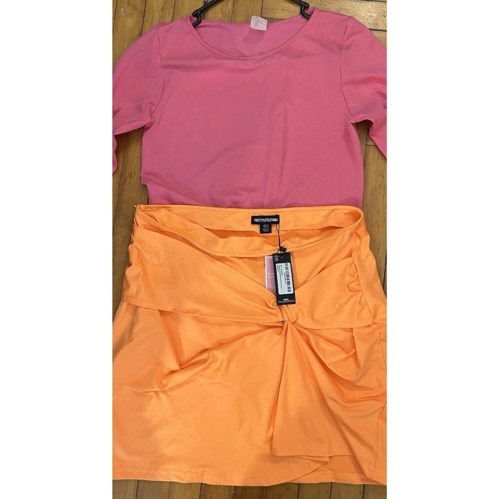NWT Neon Orange Skirt &Hot Pink Leotard, Dora, Harley Quinn 80s outfit!, L/XL